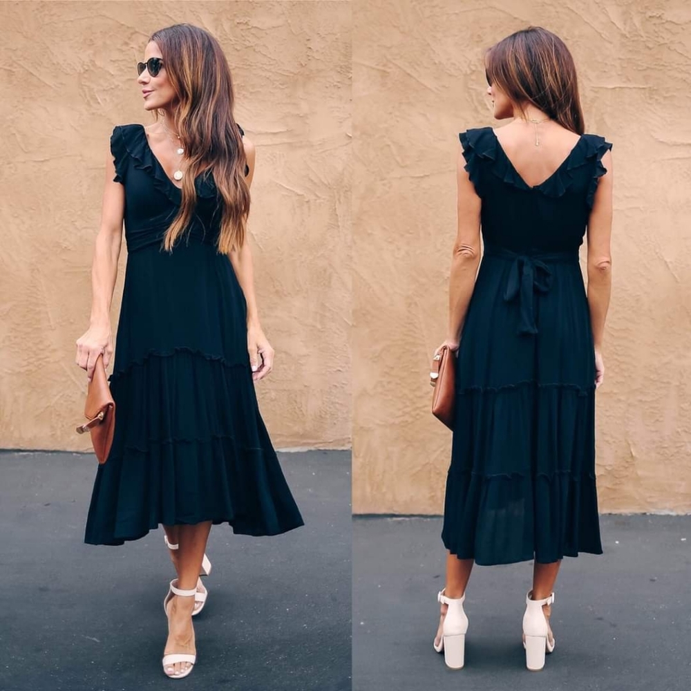 Vici Ruffle Tiered Midi Dress